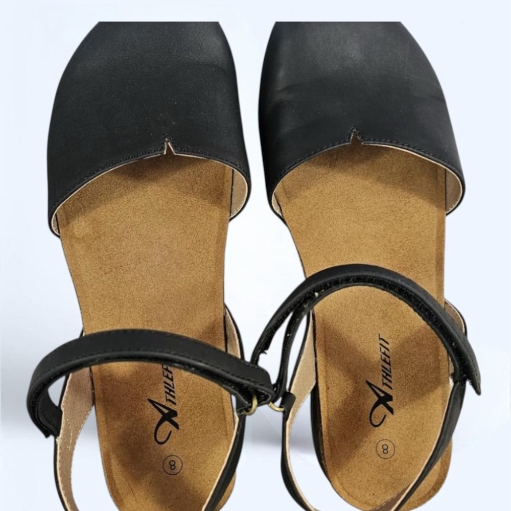 SOLD! Athlefit Black Leather Mary Jane Clogs Sz 8